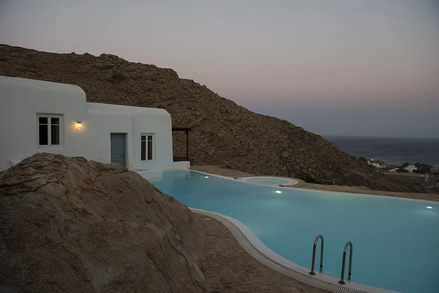 Villa pool at dusk